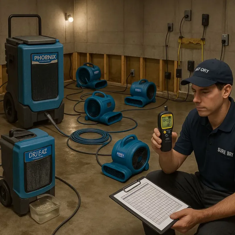 Structural Drying and Dehumidification process in Sumner, IA